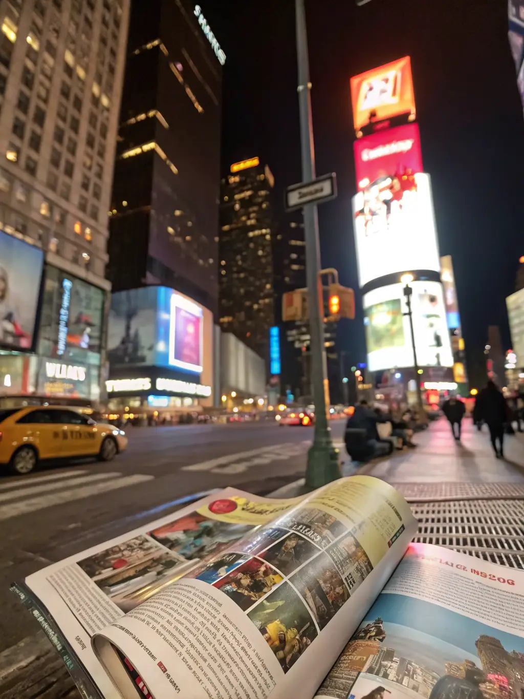 A photograph of various media channels, including a billboard, a mobile phone displaying an ad, and a television screen, all showcasing the same brand message.